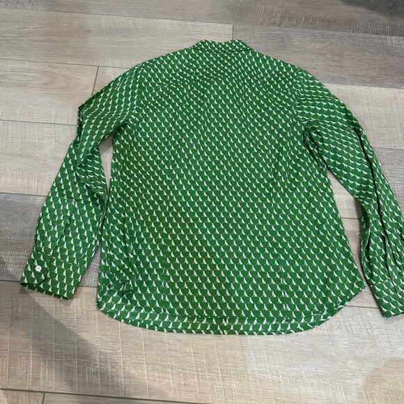 TALBOTS WOMENS GREEN LONG SLEEVE BUTTON UP SHIRT DOG PRINT 8P - Picture 8 of 8